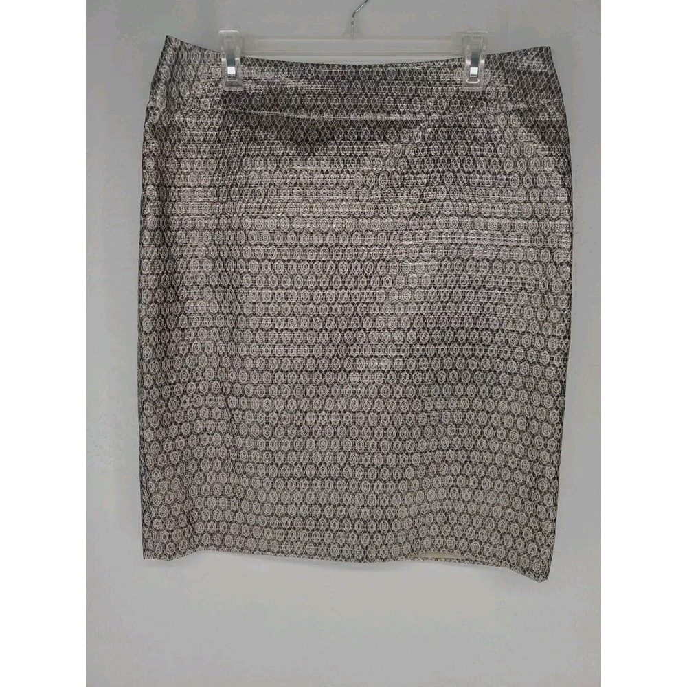 Charter Club Gold‎ Metallic Geometric Jacquard Pencil Skirt Womens 14
